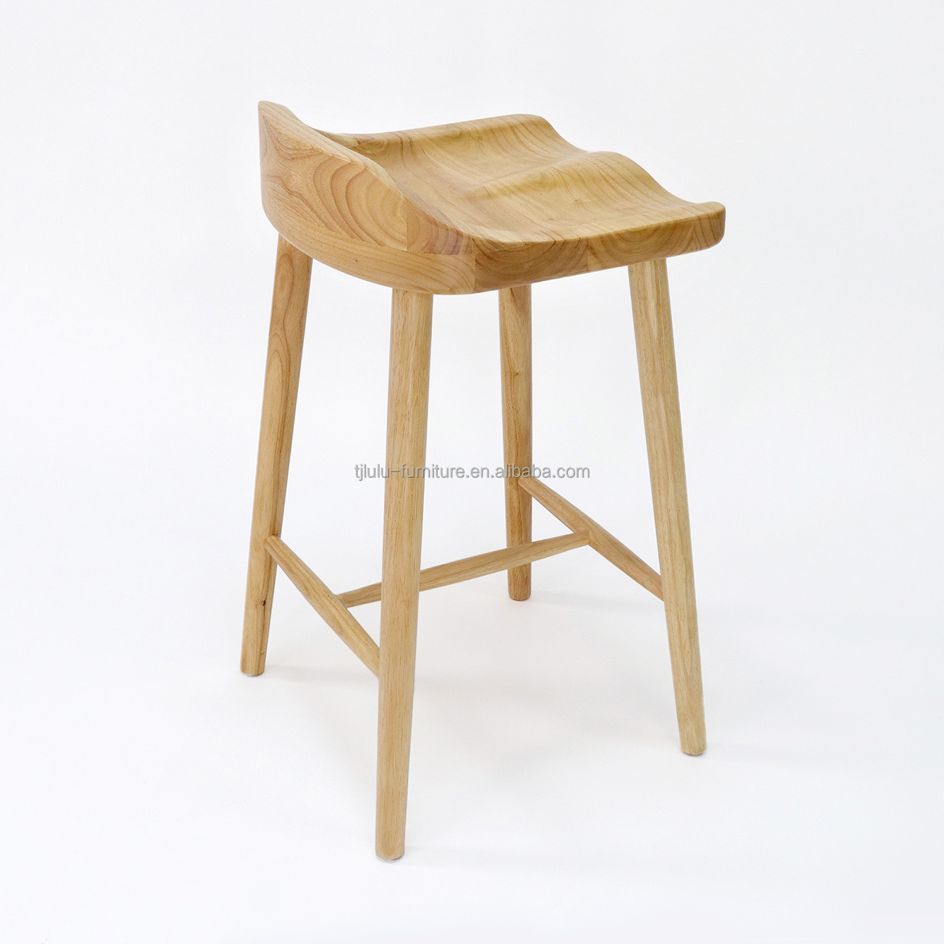 Rubber Wood Frame Antique Solid Wooden Bar Chair Stools for Bar Table in Mail Packing and Material