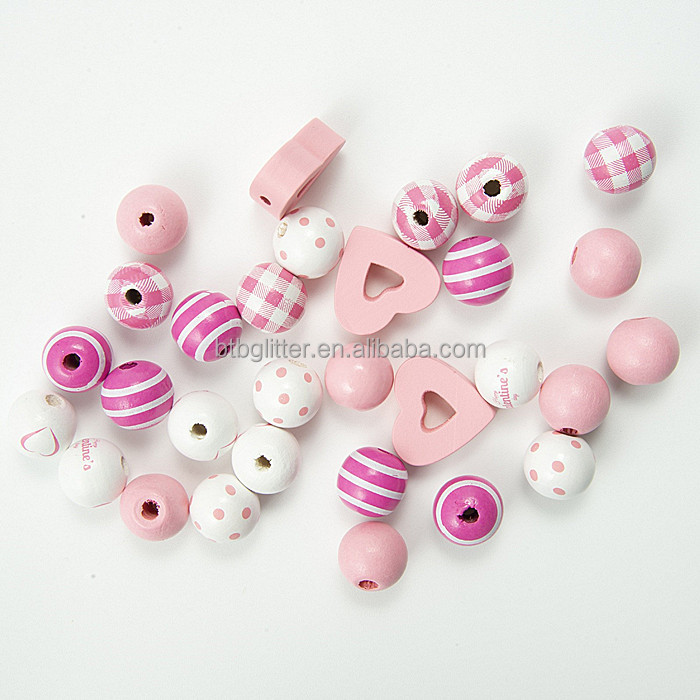 Europe Regional Feature Valentine Wooden Beads Open Heart Bohemian Vintage Wooden Bead Bracelet for DIY Women Girl Beads