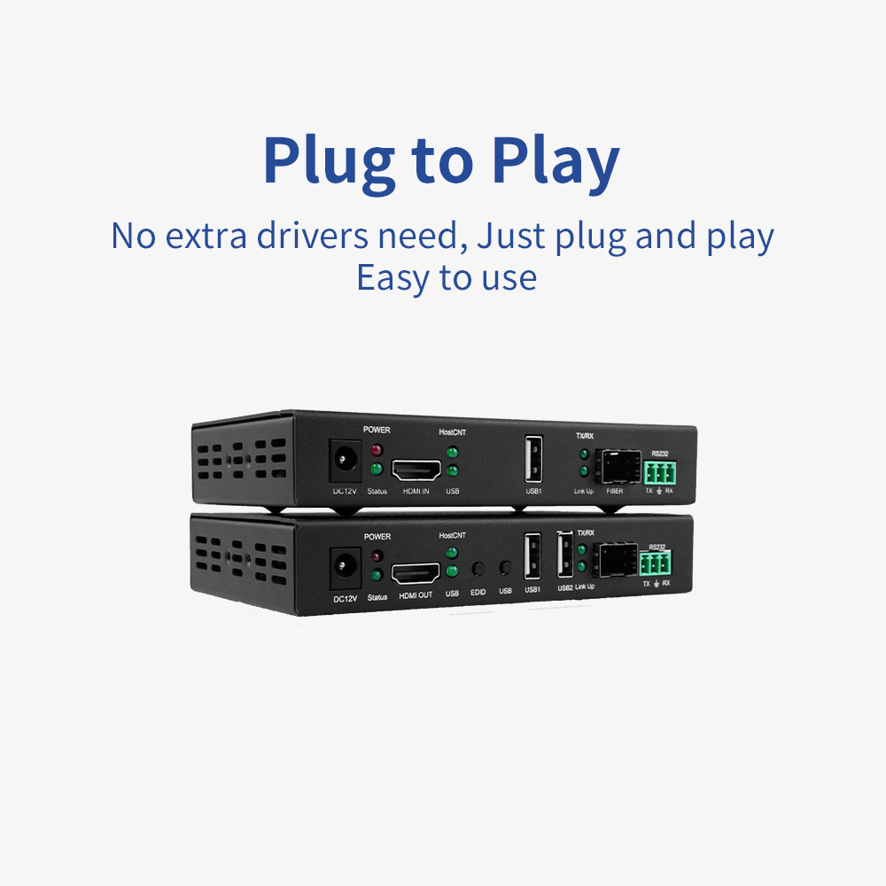 4K HDMI Fiber Extender with KVM and RS232 Professional Zero-Latency HDMI Fiber Optic Extender 4K@30Hz HDMI over Single-Mode Fiber Extender