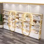 Versatile Cosmetic Luxury Display Cabinets MultiLayer Marble Shelving Golden