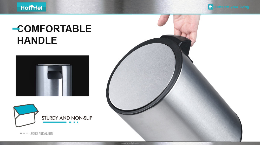 Rolling Cover Type Jobs Pedal Bin Soft Close Stainless Steel Waste Bin for Bathroom and Kitchen