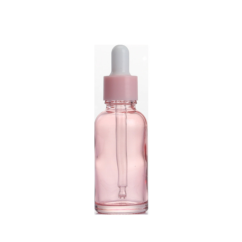 15ml 30ml Pink Translucent Glass Dropper Bottle For Essential Oil Customized