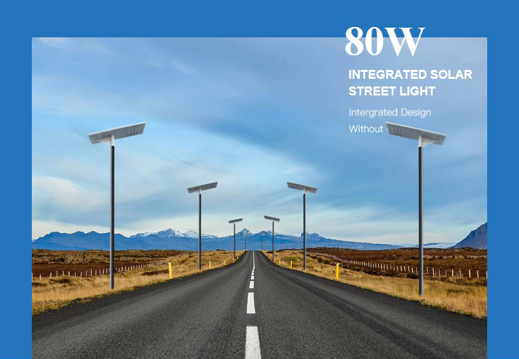High quality ip65 outdoor Waterproof Aluminum 80w outdoor Led solar Street Light