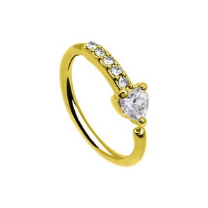 China Heart Zircon Stones Nose Piercing Jewellery Gold Septum Clicker Hypoallergenic wholesale