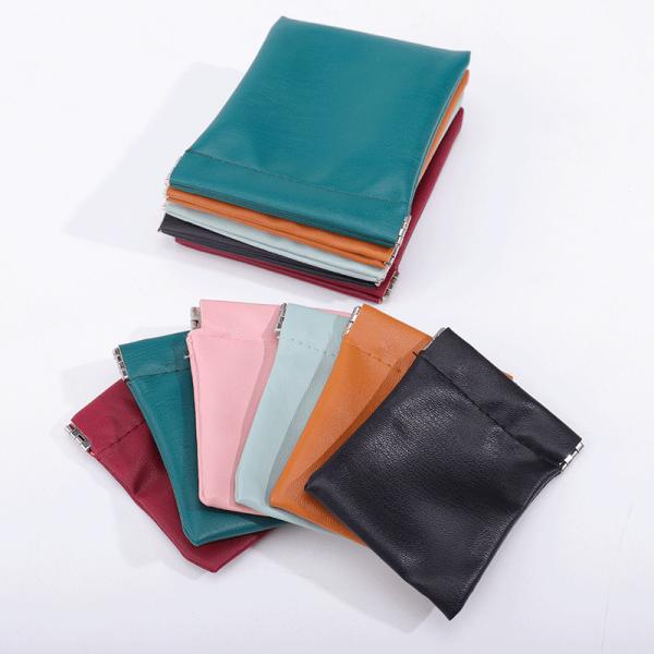 Biodegradable Fruit Leather Bag Leather Spring Clip Storage Bag Jewelry Bag Portable Shrapnel Automatic Closing To Organize Small Accessories