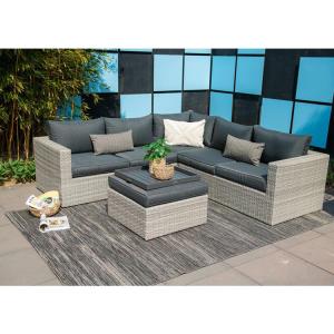 China AJUNION Outdoor L Shape Rattan Corner Sofa Set Patio Furniture W155 x D85.5 x H65cm wholesale
