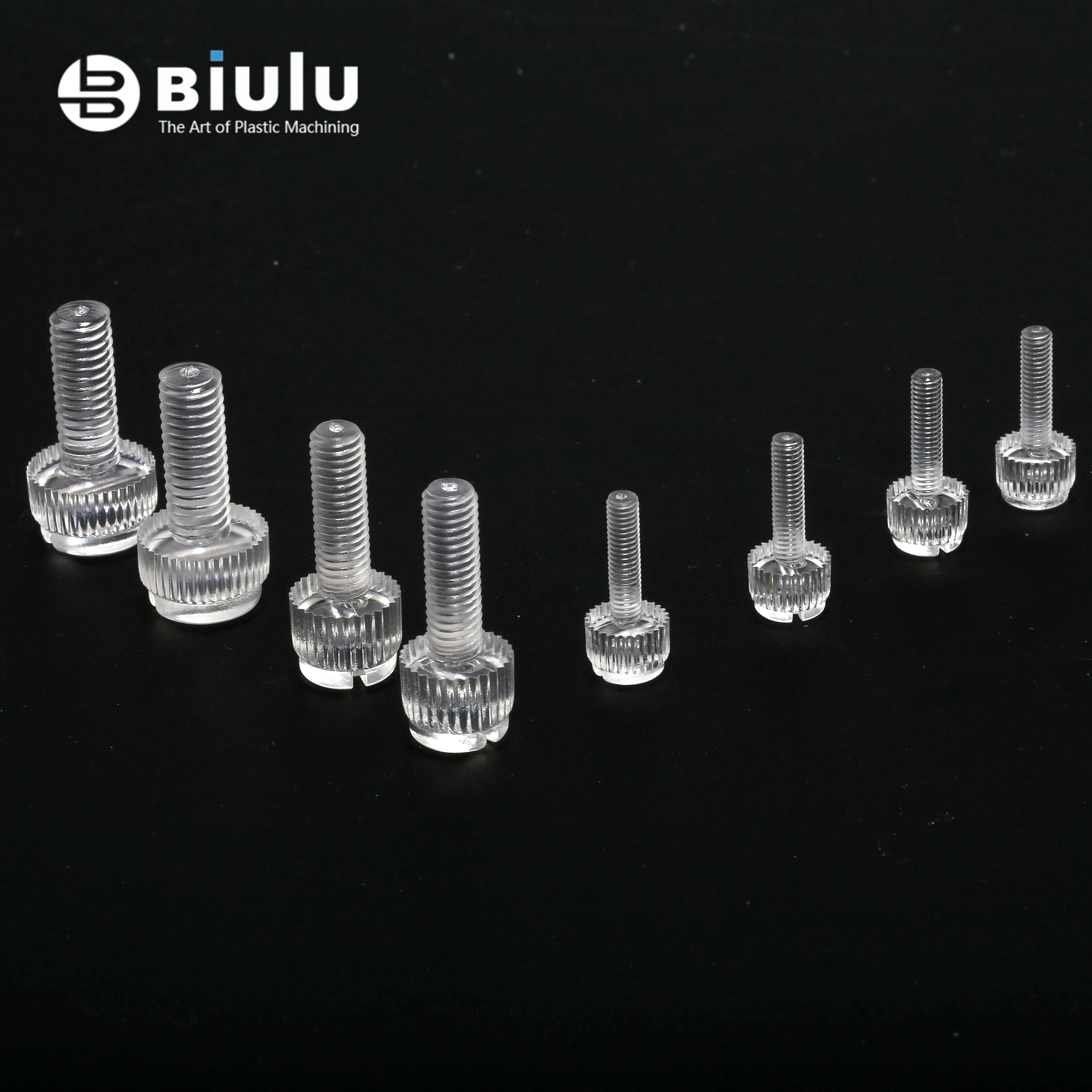 Plastic PMMA Machining Slotted Knurled Rond Pan Head Transparent Screw