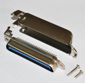 China 50 Pin Male Centronic Solder Pin Connector with 90 Degree Metal Hood wholesale