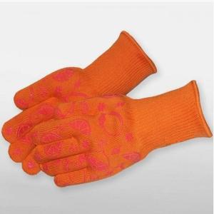 China Silicone Coated Heat Resistant BBQ Gloves Mixed Fibre Liner Knit Wrist Cuff wholesale
