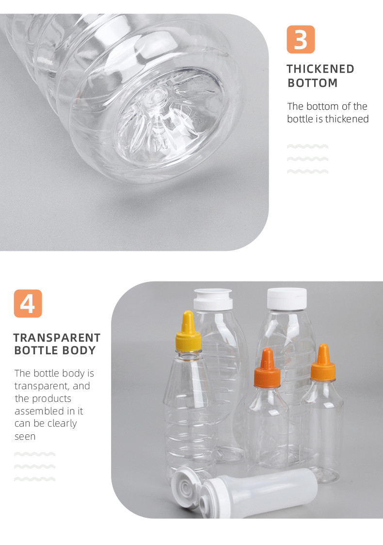 Empty Transparent Honey Ketchup BBQ Sauce Squeeze Bottles Eco Friendly