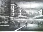 Classic Oil Painting Paris Black And White ，Palette Knife Landscape Painting