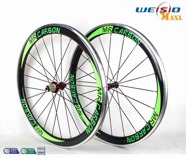 Quality 50mm Clincher Bicycle Aluminum Road Bike Wheels With Mrcarbon Logo for sale