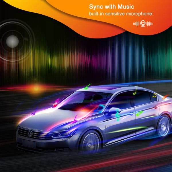 Wi-Fi+Bluetooth double mode, Smart Interior Car LED Lights(Dream Color),Music Sync,Alexa,Google