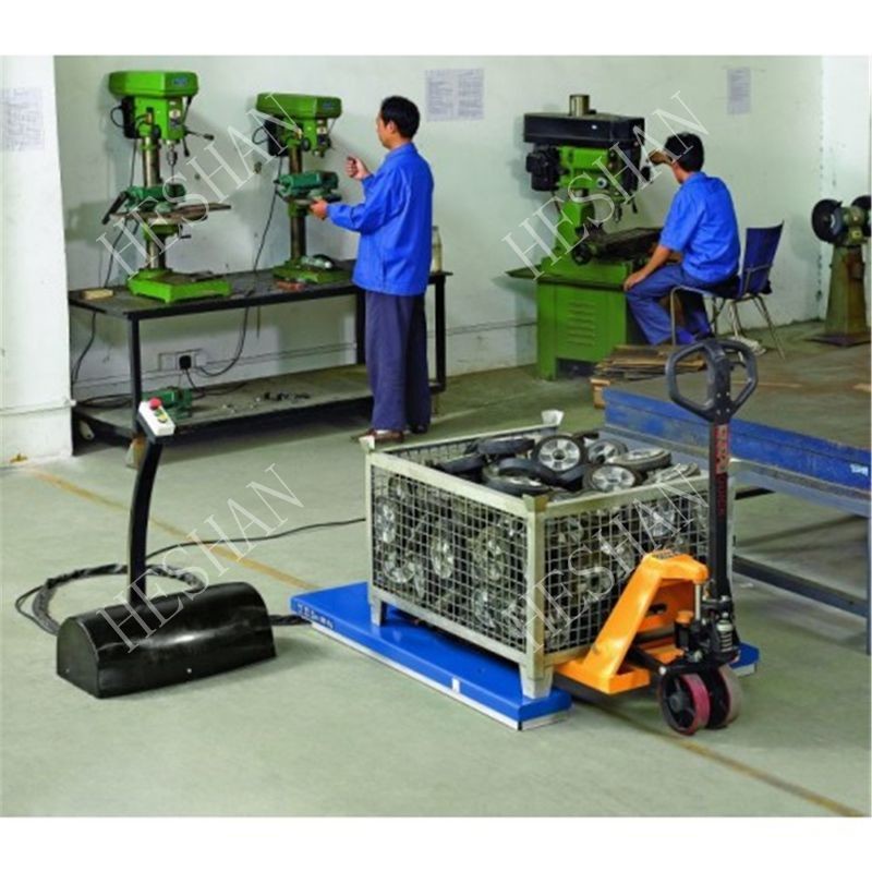 E Shape Scissor Lift Table 1000kg Load Capacity Hydraulic Pallet Lifter Customized