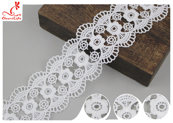 DTM Embroidered Floral Guipure Water Soluble Lace Trim Pass SGS Certificate