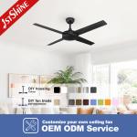 4 Blades AC Motor 61W Black Metal Ceiling Fan 3 Speeds Remote Control