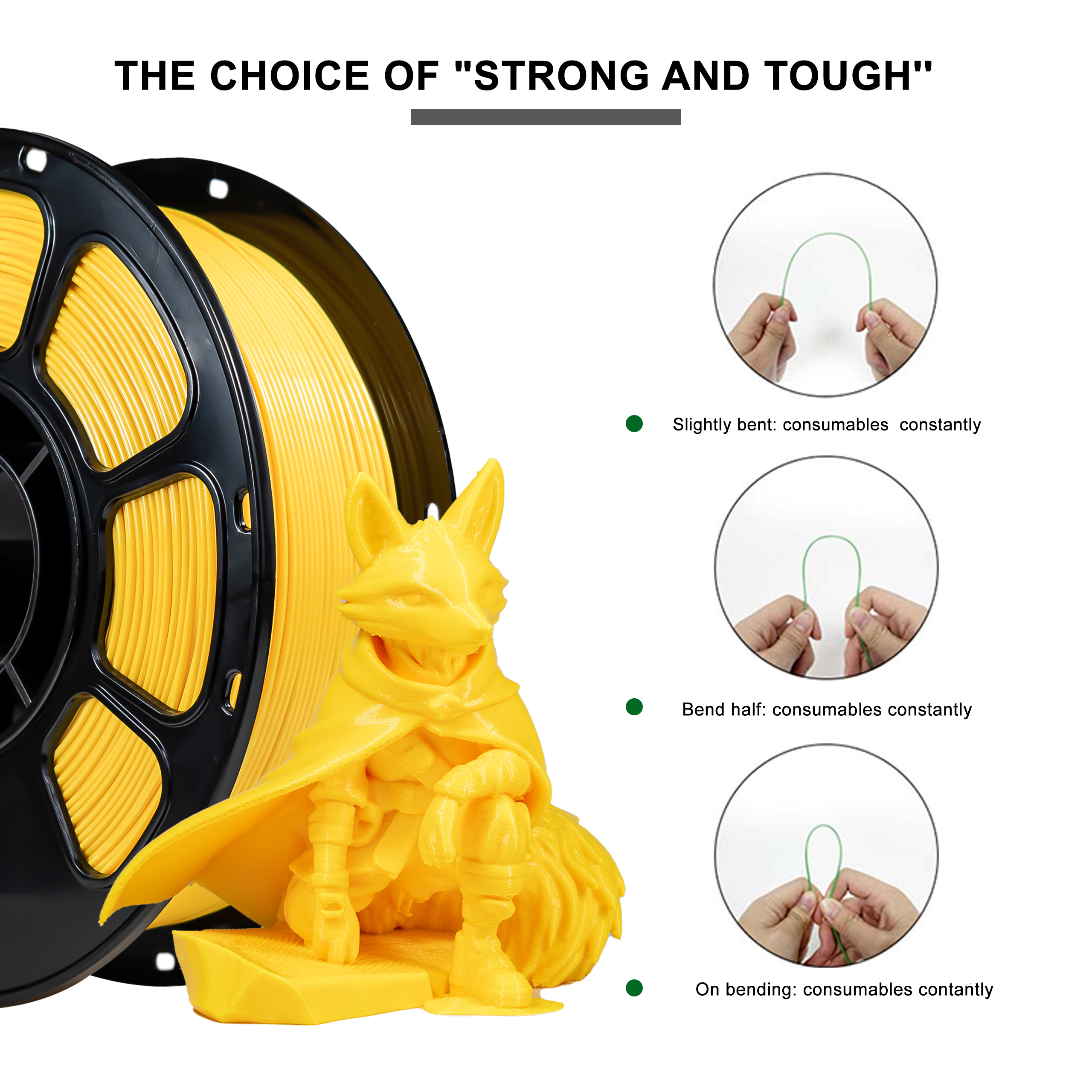PETG Filament Yellow 1.75mm 1kg FDM Forming Technology 3d Printing Filament