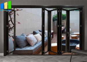 China Exterior Accordion Patio Black Aluminum Frame Glass Bifold Doors wholesale