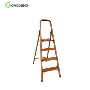 China Ebony 3 Steps Wooden Aluminum Ladder 250 Mm Pedals Max Load 150 KG wholesale