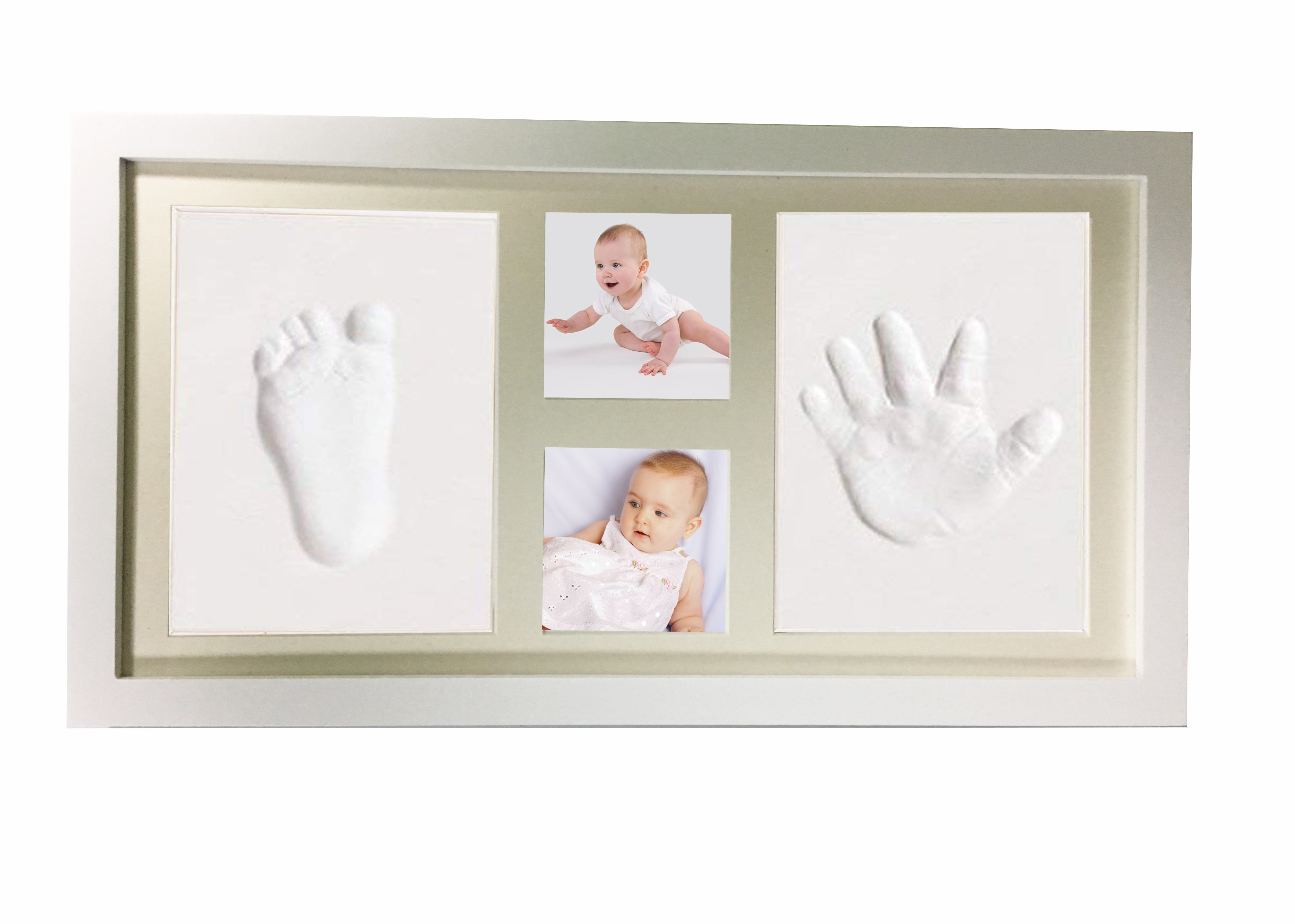 Acrylic Glass Baby'S First Year Picture Frame With Clay Handprint / Footprint Mold
