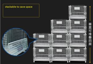 China Industrial 1500kg Loading Stackable Space Saving Collapsible Wire Cage Container wholesale