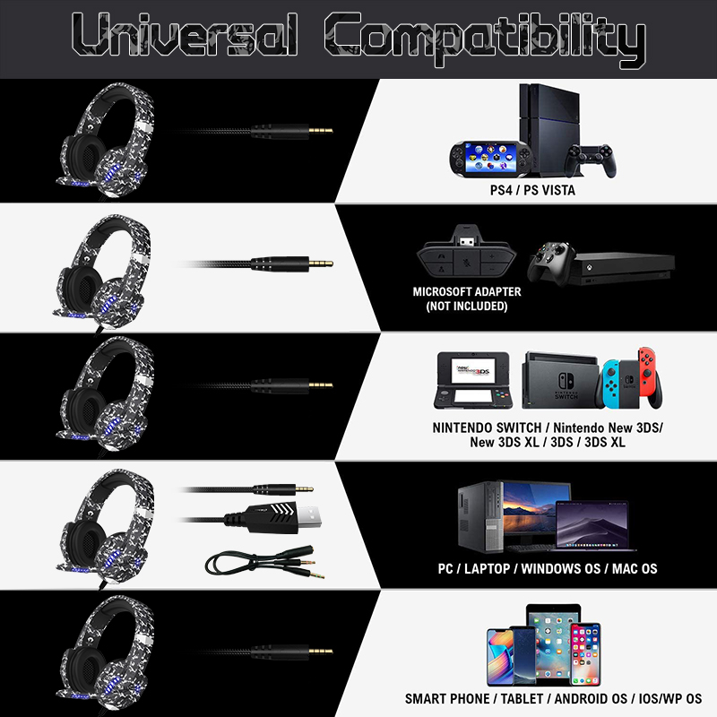 Computer Gaming Headphones Dropshipping 7.1 Kulaklik VR Gaming Headset For PS5 Xbox