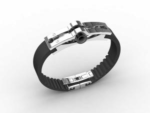 China Top Quality Europe Fashion Stainless Steel Genuine Leather Silicone Bangle Bracelet ADB136 wholesale