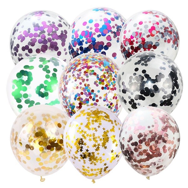 Latex Transparent Glitter Balloons Round 18 Inch Confetti Balloons