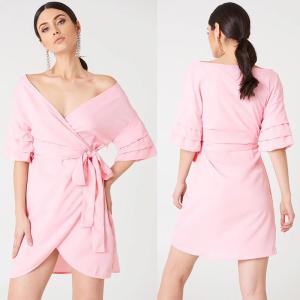 China Off Shoulder Overlapped Ladies 2018 Summer Dresses wholesale