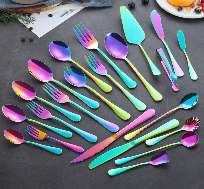 NEWTO Stainless Steel Colorful Flatware/Kitchen Cutlery /Knife Fork Spoon