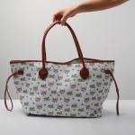 Womens Printed Large Canvas And Leather Tote Bags With Compartments