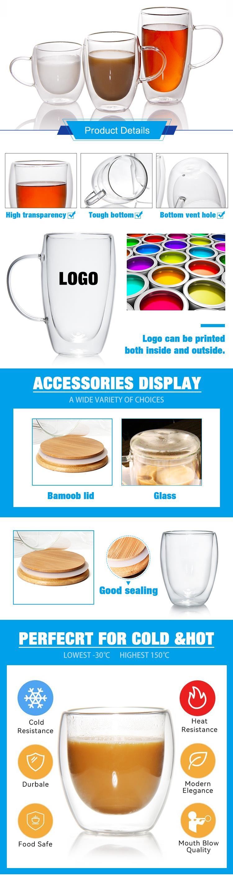 250ml Espresso Glassware Etched Stemless Wine Glasses Double Wall