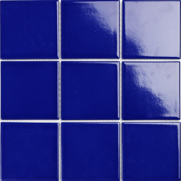 Pure Blue Swimming Pool Ceramic Mosaic Tiles Glossy Glazed 97x97