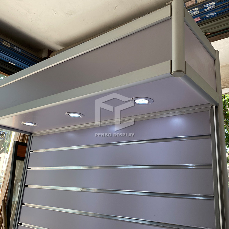 Freestanding Slatwall Display Stand 20mm MDF Slatwall Wood Shelves