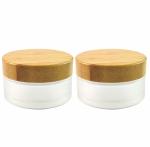 Frosted Glass Cream 50g 15g 30g Bamboo Cosmetic Containers Glass Jar Care Skin