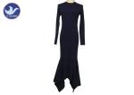 Full Rib Women Knitted Dress Stylish 2 Side Panel Set In Crew Neck Long Sleeves