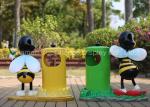 Outdoor Park Dustbin Fiberglass Animal Statues Bee Statue Customized Style