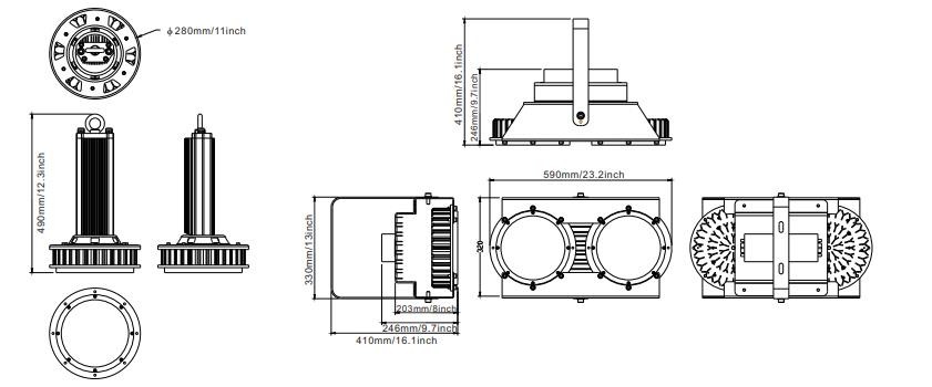 100-300W Explosion Proof High Bay Light Fixture 5050/3535/3030 For Gas Station