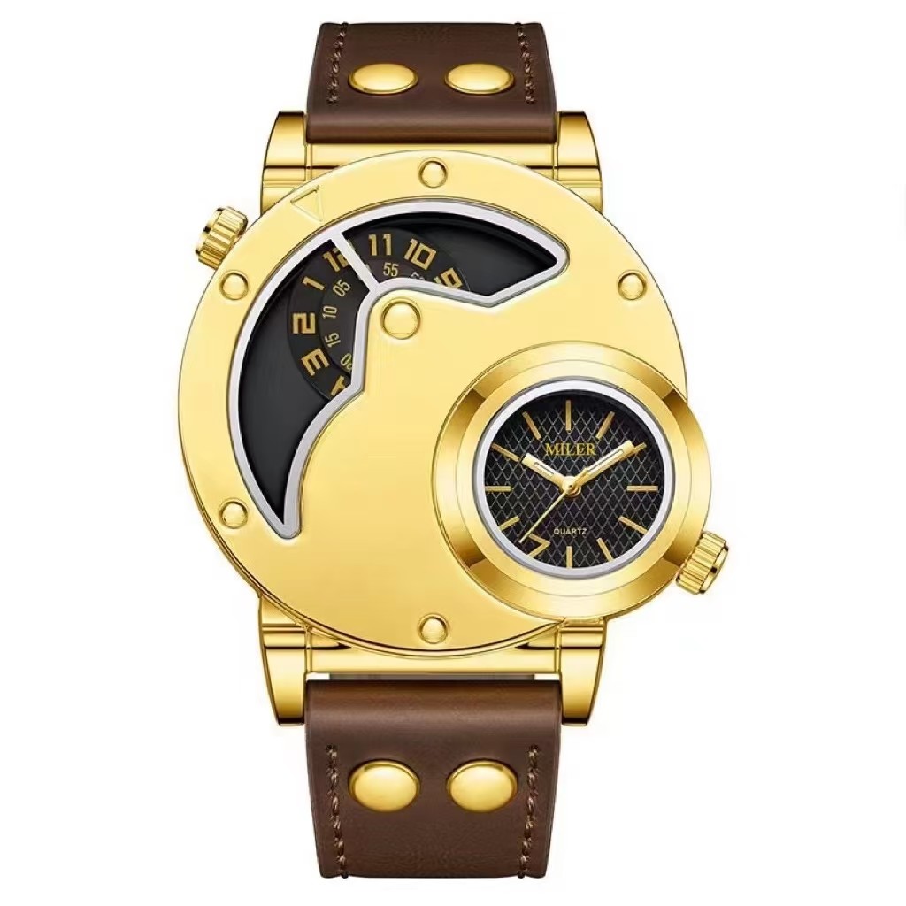 Creative Design Quartz Watch With Durable Denim Leather Strap For Teenagers