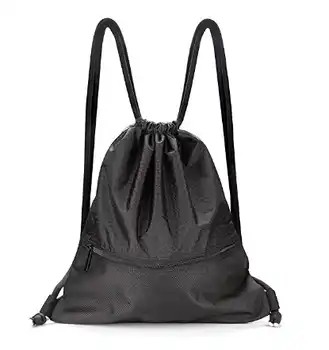 Custom 420D Large Strong Ripstop Waterproof Nylon 420D / 210D Polyester Black Drawstring Backpack