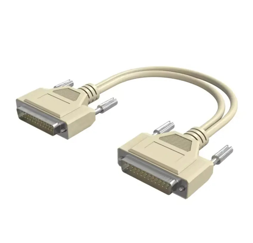 Custom DB25 Male To Male 6 FT Double-Side Copper RS232 Serial Cable Metal Braid D-SUB 25 PIN Automobile TV Computer Applications