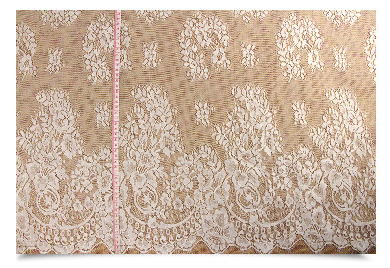 Garment Accessories Ivory Eyelash Fancy Lace Chantilly Bridal Dress Fabric in Ivory Black double color Stock