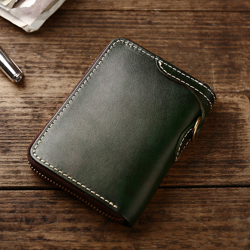 Others Pattern Type Simple Men's Wealth Cloth Wallet with Vegetable Tanned Leather