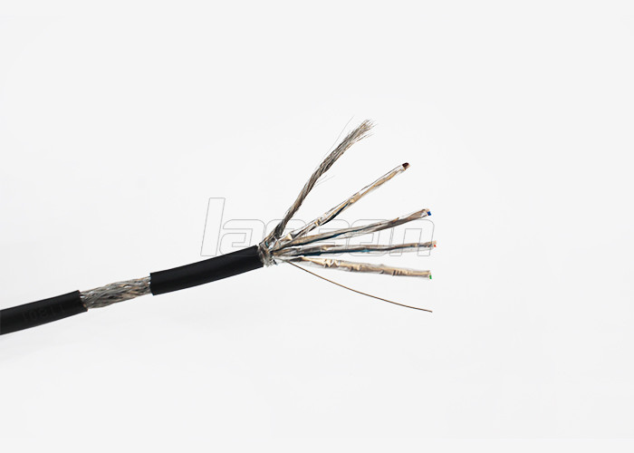 Gold Plated Connector Cat6A Patch Cord 4 Pairs Stranded Bare Copper Color Customized