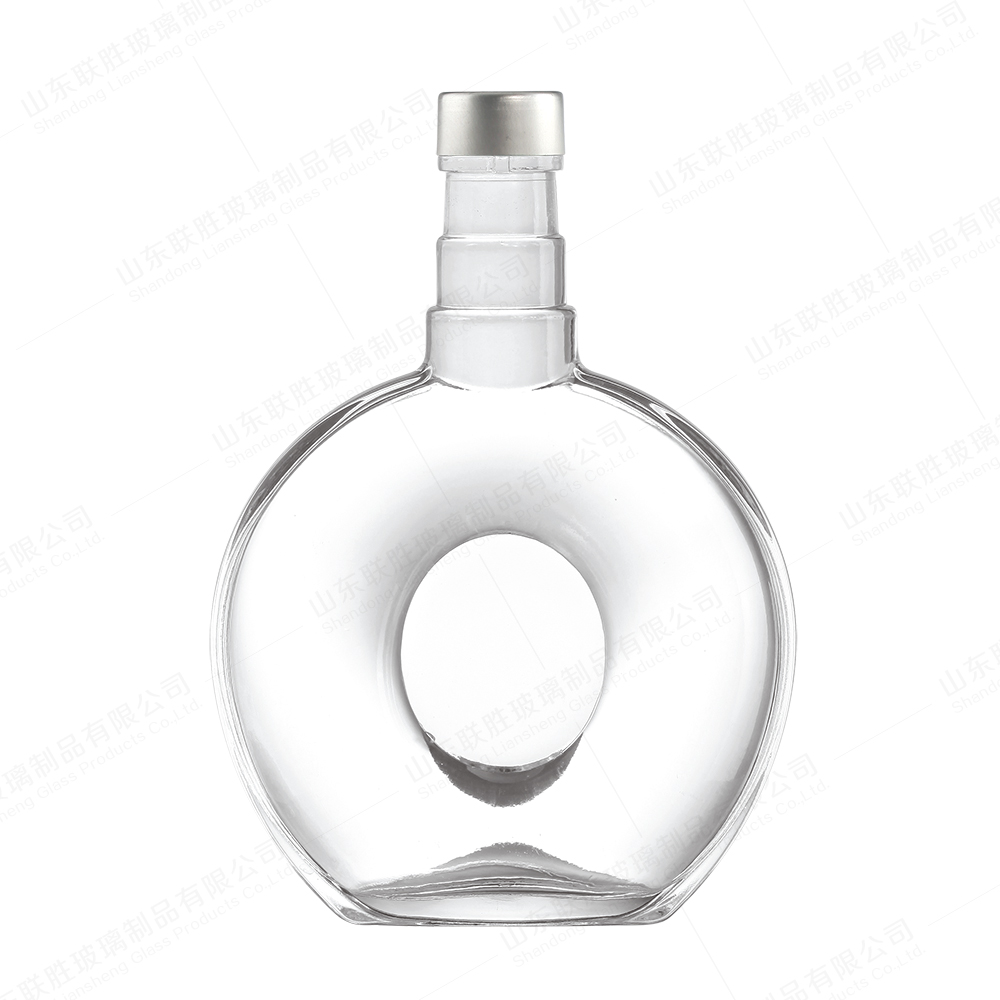 Customized Color 500ml 700ml 750ml Flat Round Glass Bottle for Beverage Packaging