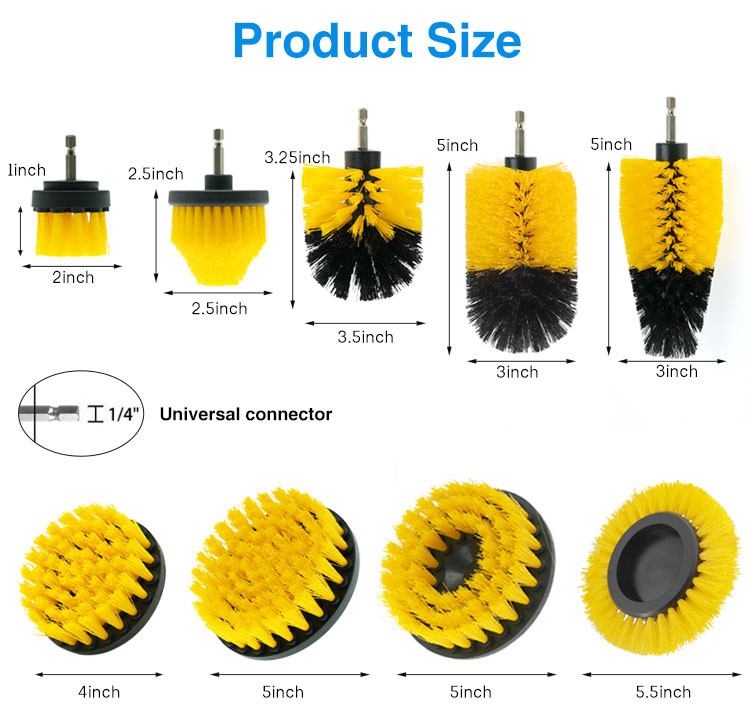 Electric Drill Scrub Brush Kit 5Pack For Shower Tile