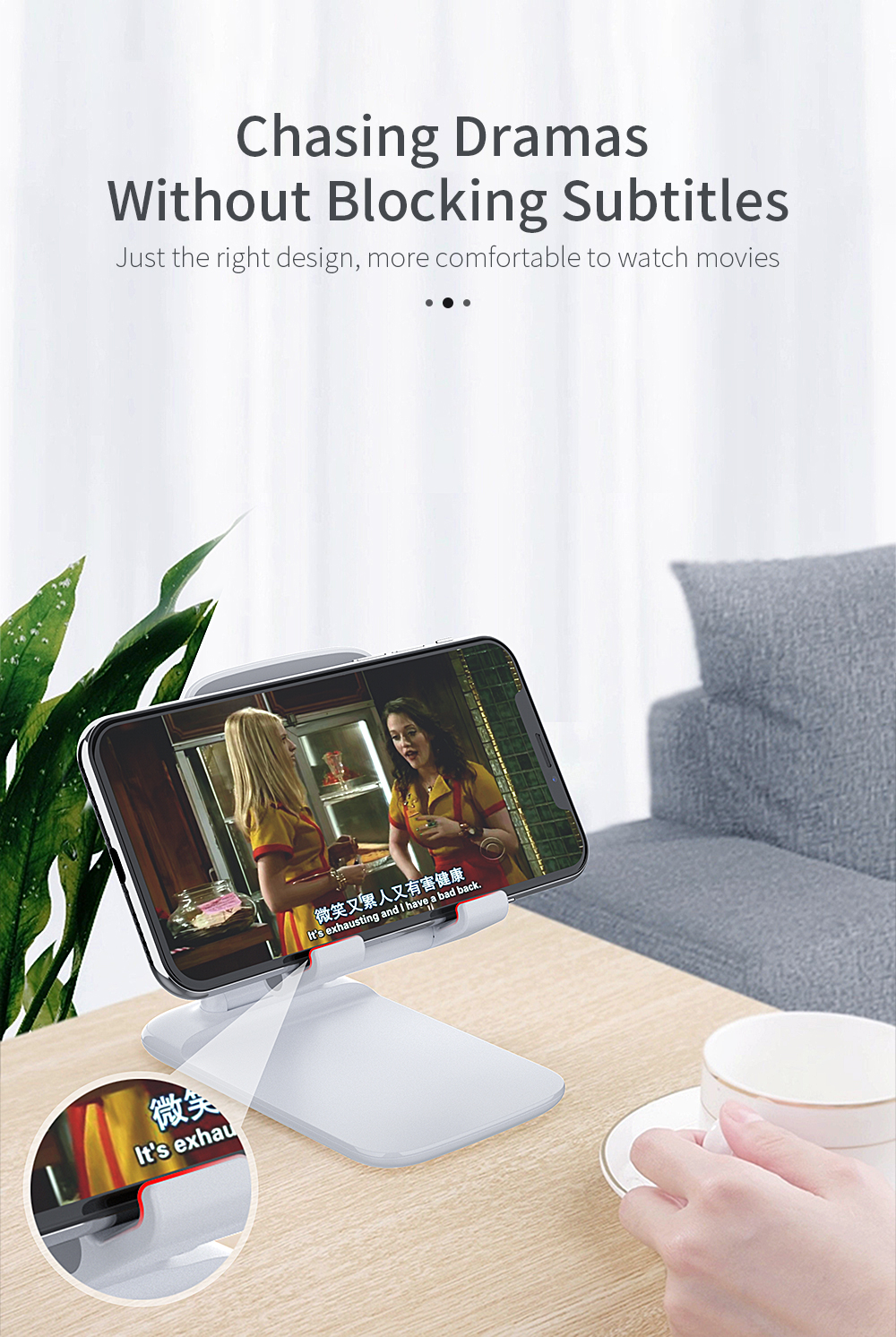 Foldable Adjustable Mobile Phone Stand For 4.7-7.4 Inches Phones And Tablets
