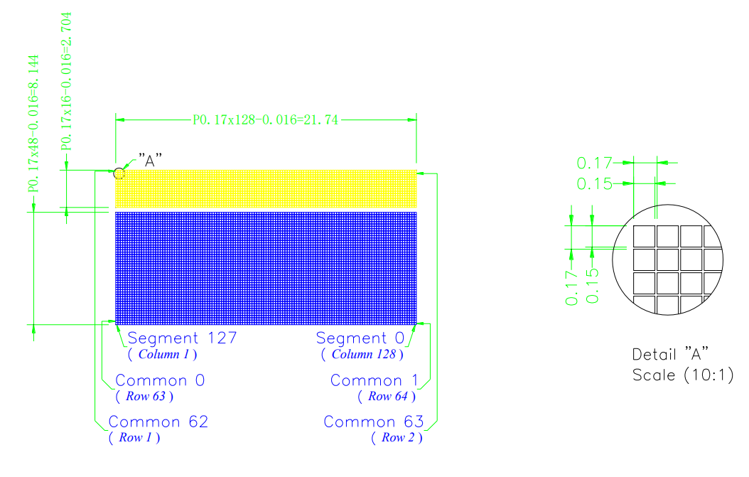 White Blue 0.96in Mono OLED Display 30Pin PMOLED Screen SSD1306 SPI I2C Interface