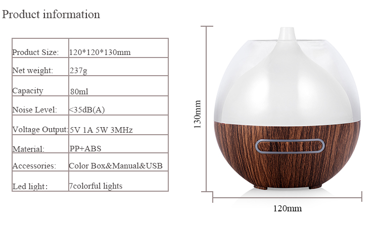 Nordic Design Essential Oil Aroma Diffuser With Colorful LED Lights