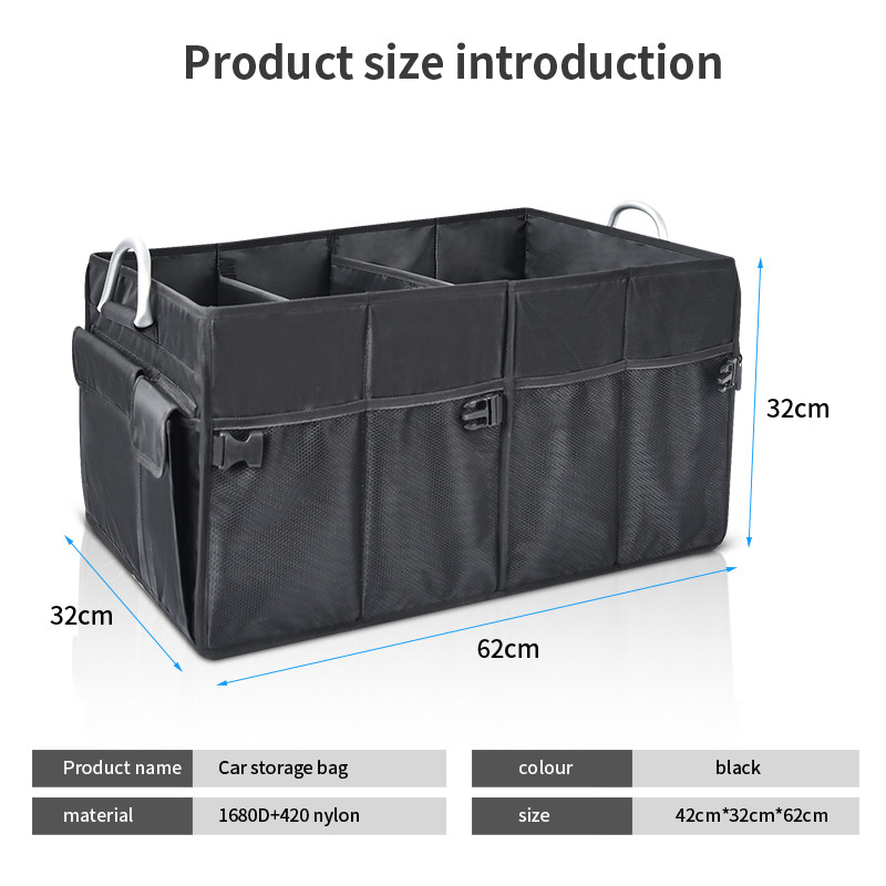 Seat Storage Car Organizer Bags Folding Truck Backseat Handle Strap 62x32x32CM